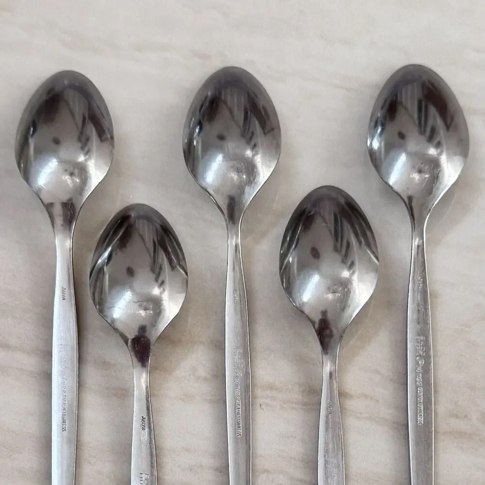5pc EKCO Eterna Prince Stainless Iced Teaspoon 7 3/8” Satin Handle Japan